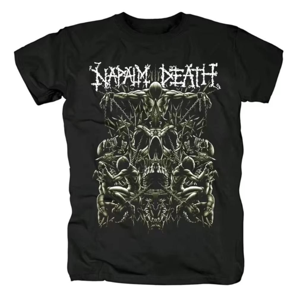 2025 New Napalm Death Grinding Heavy Metal T-shirt Cotton Round Neck Street Hip-hop Style Top Retro Comfortable Street T-shirt