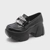 Women's 2025 Spring Thick-soled Slip-on Loafers with Inner Height Boost and Small Platform