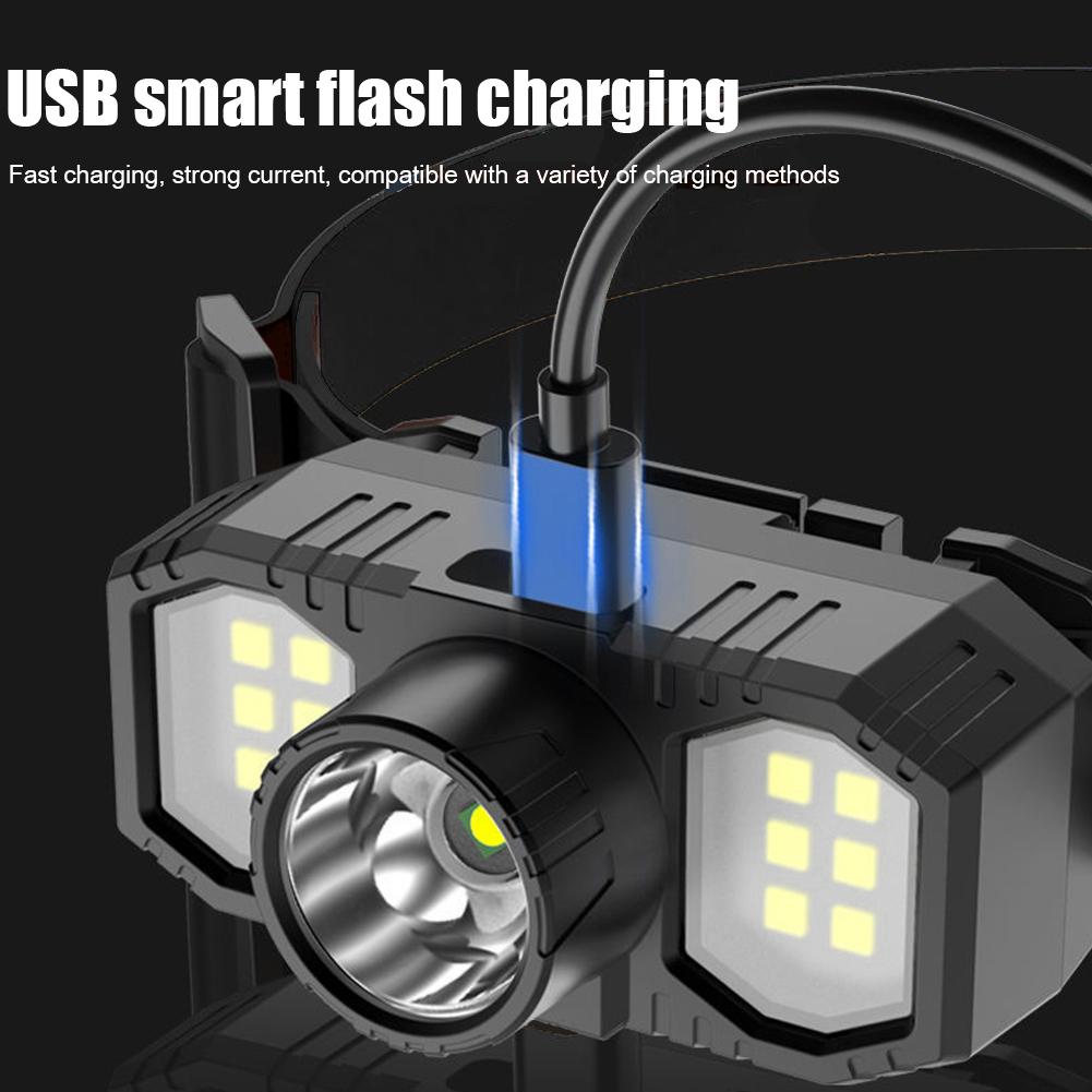 XPE+COB LED Powerful Headlamp Flashlight USB Rechargeable Super Bright Headlight Waterproof for Outdoor Camping Hiking Working