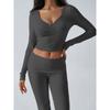 2026 New Sports-Style V-Neck T-Shirt and Yoga Pants Two-Piece Set Casual Women's Clothing