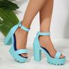 2026 Platform Super High Heel Sandals Women's Fashion Round Toe Open Toe One Strap Non-slip Block Heel Shoes