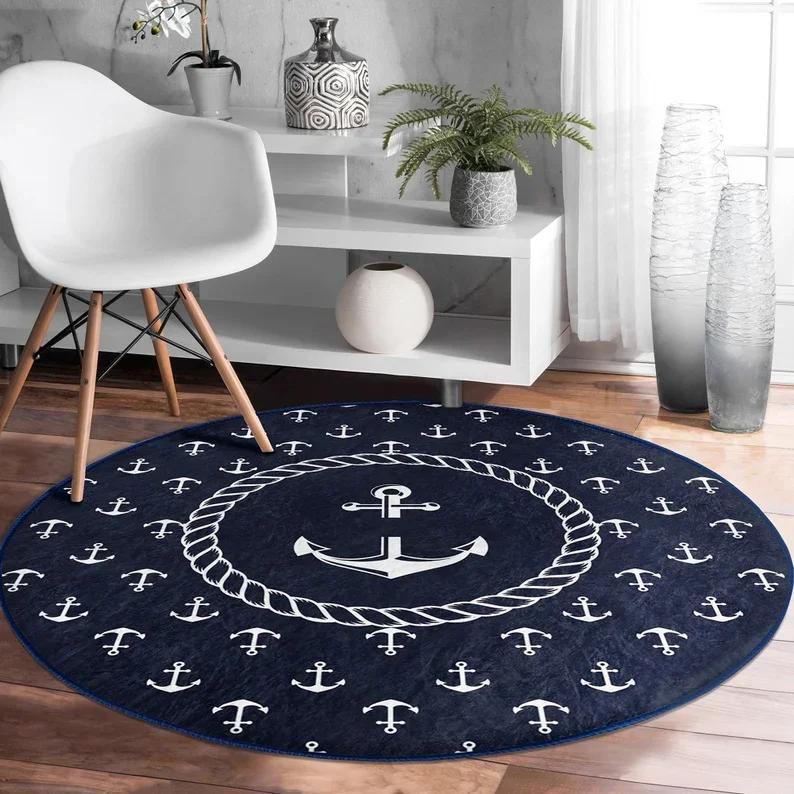 Ocean Themed Rug Sea Turtle Print Rug Round Rug Pictorial Rugs Underwater Bedroom Rug Living Room Rug Non Slip Rug Decoration
