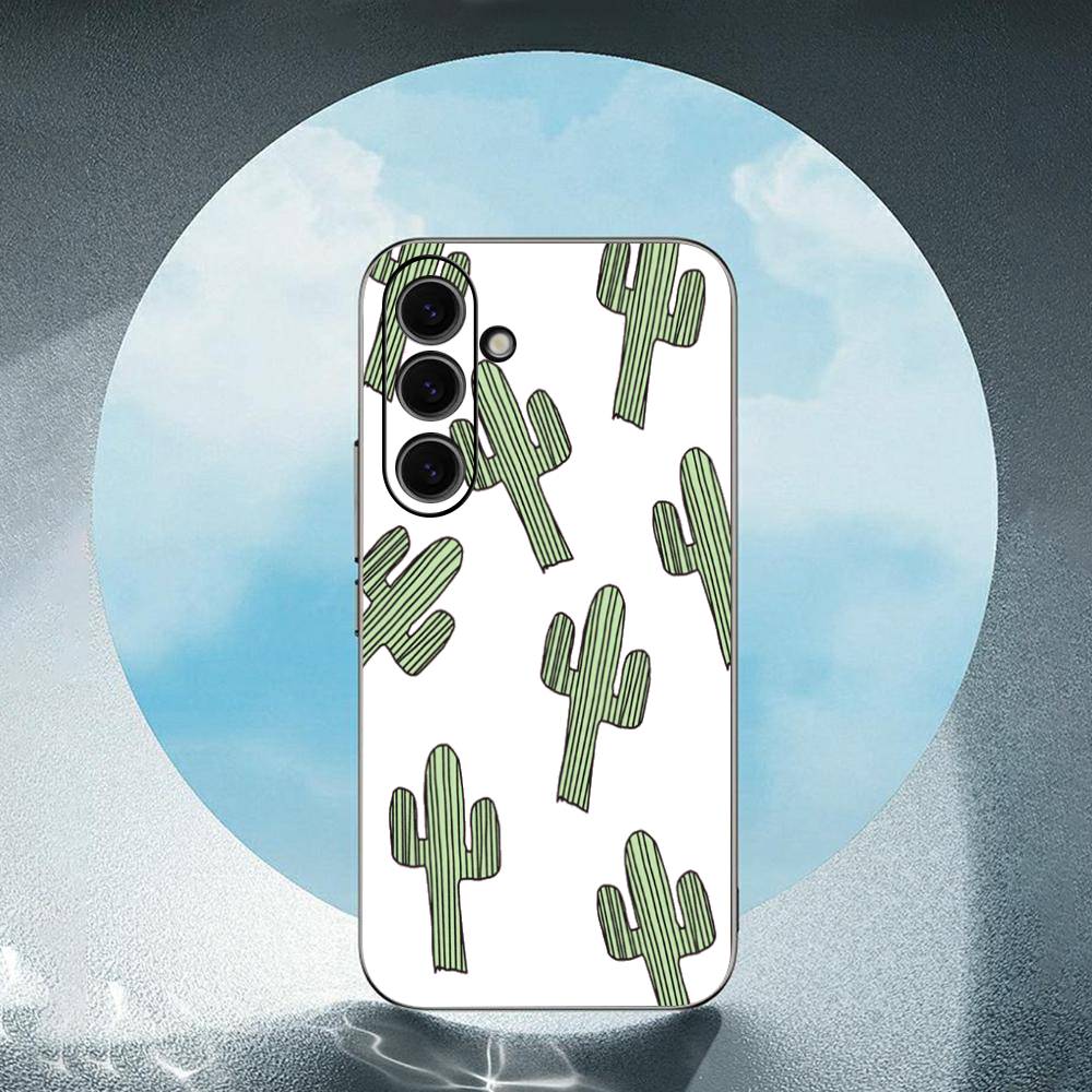 Cute Cactus Luxury Black Phone Case For Samsung Galaxy S23 S24 S25 Ultra S22 Plus S21