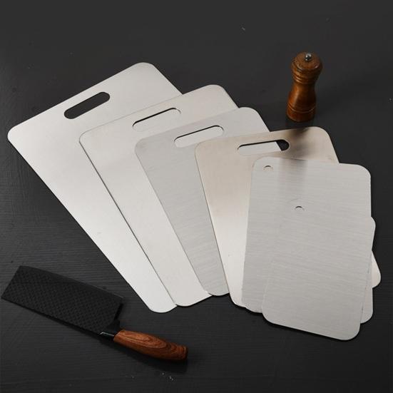 Double-Sided Stainless Steel Cutting Board Non-Slip Kitchen Chopping Board for Meat Vegetables Dough Rust-Proof Multi-Purpose Reversible Mat for Home
