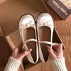 White Mary Jane Shoes Women's 2025 New Spring Versatile Bow French Shallow Mouth Single Shoes College Style Small Leather Shoes
