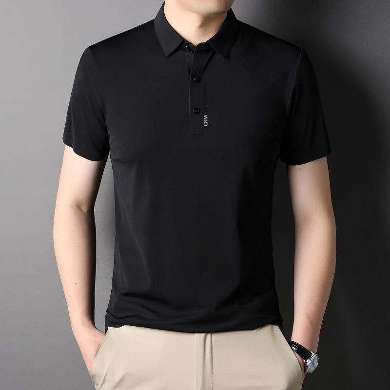 New Short-Sleeved T-shirt Men's Cotton Short-Sleeved Slit Thin Summer T-shirt Men's Polo Shirt Men's