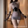 Sex underwear sexy patent leather splicing perspective hip skirt uniform secretary suit tight pajamas women