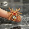 Punk Rock Style Accessories Gothic Spider Brooch Pin Colorful Rhinestones Decor Retro Simulated Lapel Pins Alloy Decorative Pin for Jackets