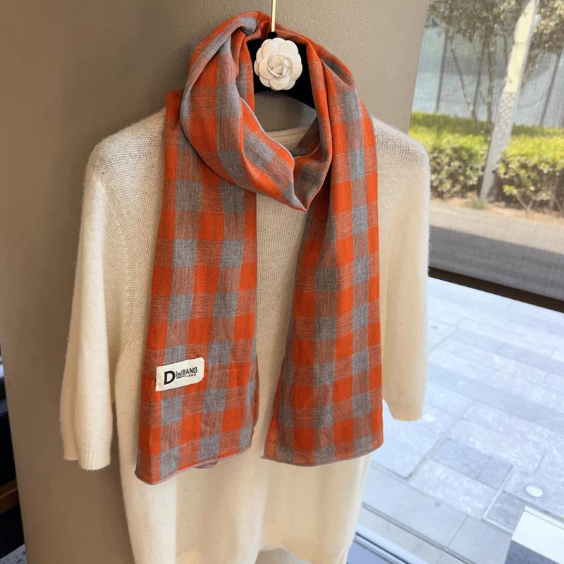 Cotton and Linen Scarf Autumn and Winter New Fashion Headscarf Silk Scarf Long Scarf Thin Neck Protection Decorative Scarf Versatile Scarf Shawl