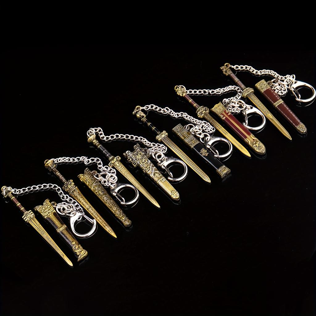 1Pcs Sword Shape Keychains, Keychain Pendants for Outdoor Enthusiasts and Collectors, with Various Designs