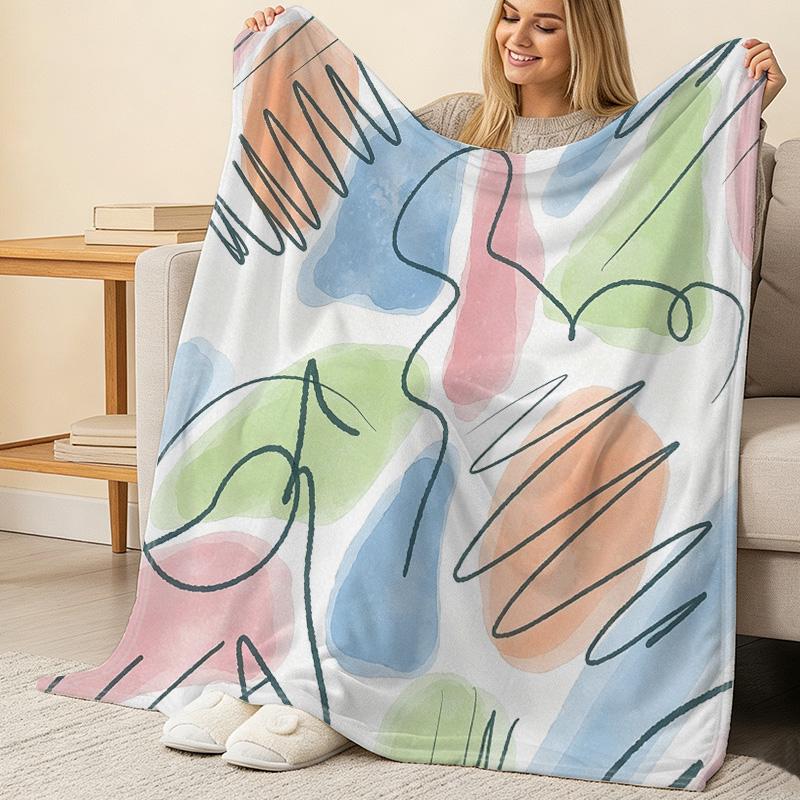 Ultra-Soft Flannel Throw Blanket | Abstract Art Simple Solid Color, Cozy Warm with Fresh Colors for Home Leisure, Nap, Christmas & Halloween