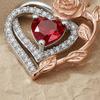 Heart And Rose Necklace Women Faux Gem Red Heart Pendant Necklace Jewelry Gift for Wife Girlfriend Birthday Anniversary Valentine's Day