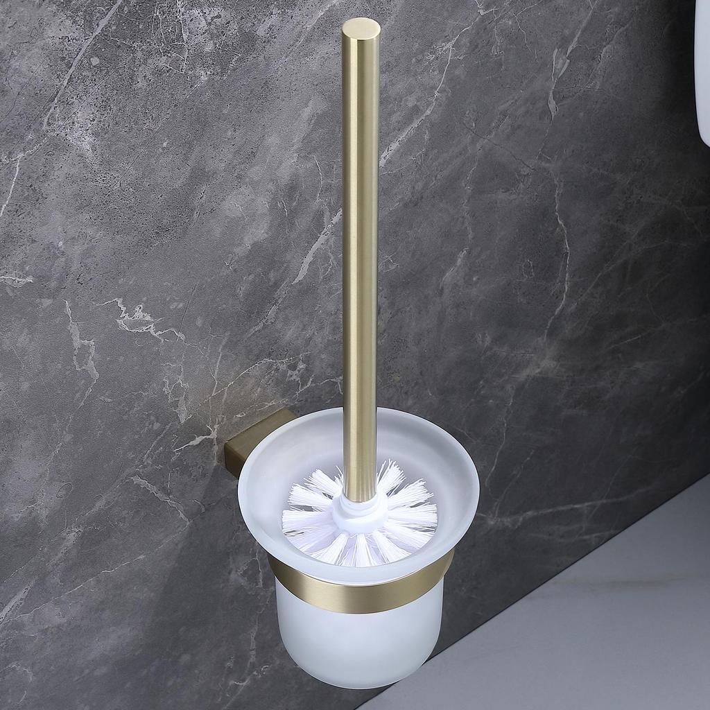 Brushed Gold Bathroom Towel Rack and Shelf Set