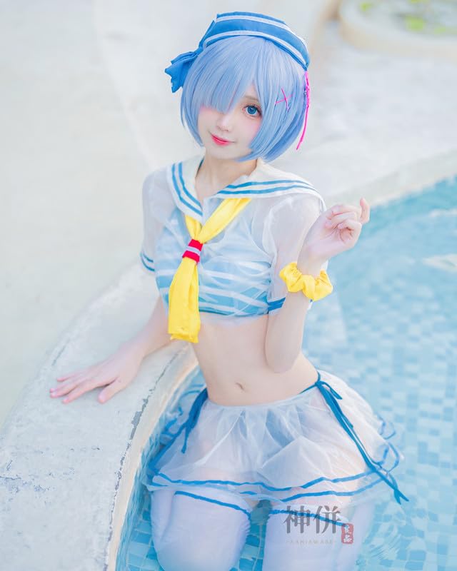 Starting Life In Another World Rem Cosplay Costume with Marine Look Cosplay Costume for School and Stage Wear Marine Look Size [Excellent Quality]