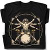 Vitruvianischer Trommler Rock And Roll T-Shirt, Vintage Musikliebhaber Tee