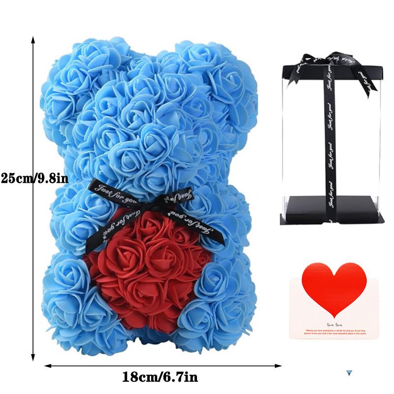 

Preserved Rose Foam Bear 25cm - Valentine s Day Flower Gift Box Bouquet 25cm Bear (No Gift Box)