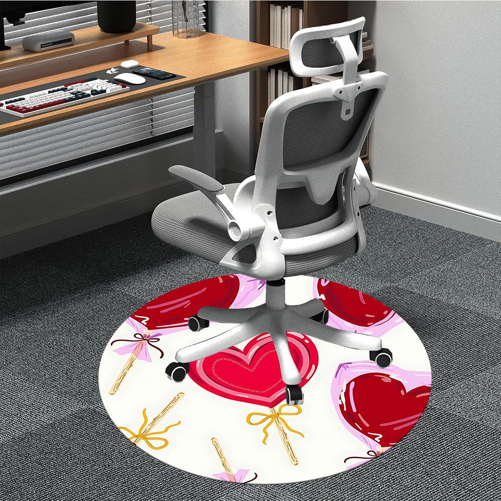 

1pc Lollipop Hearts Office Round Rug, Non-slip, Soft and Durable Office Rug for Interior Decoration, Perfect for Office, Beautiful Decoration yy260323 80cm by 80cm