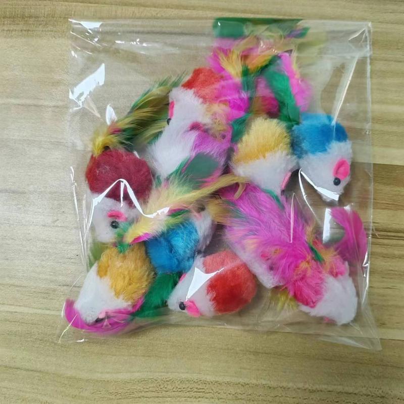 10Pcs/lot Rabbit Fur Mouse Pet Cat Toys Mini Funny Playing Toys For Cats Kitten 2inch