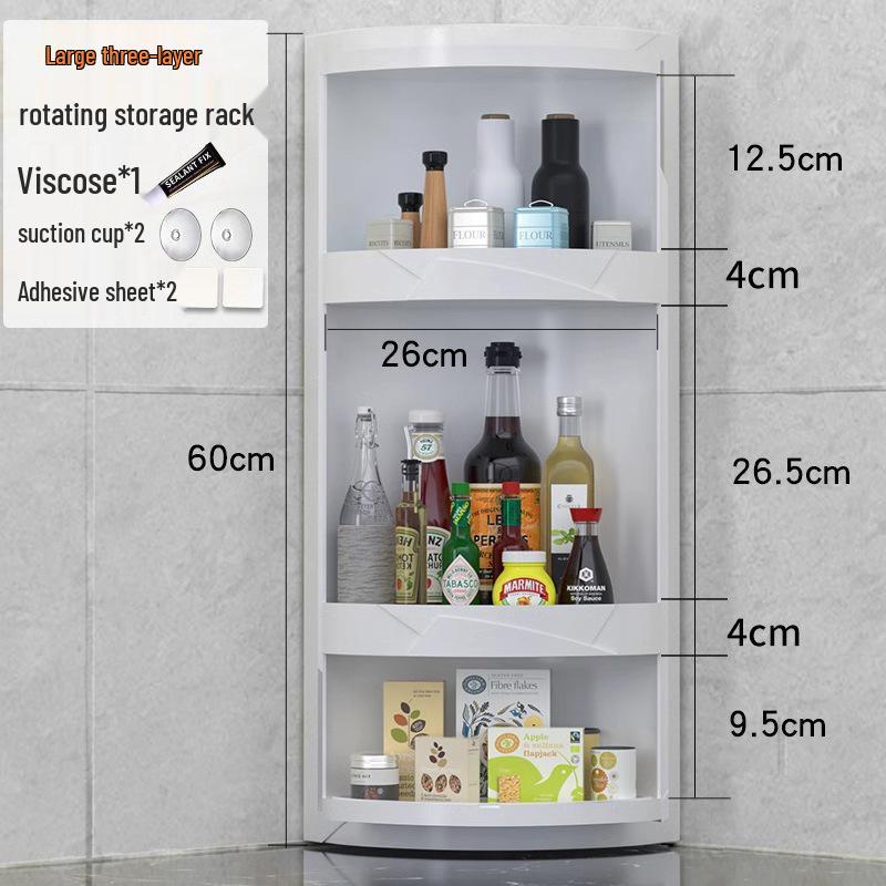 Rotating Corner Kitchen Rack for Seasonings and Condiments