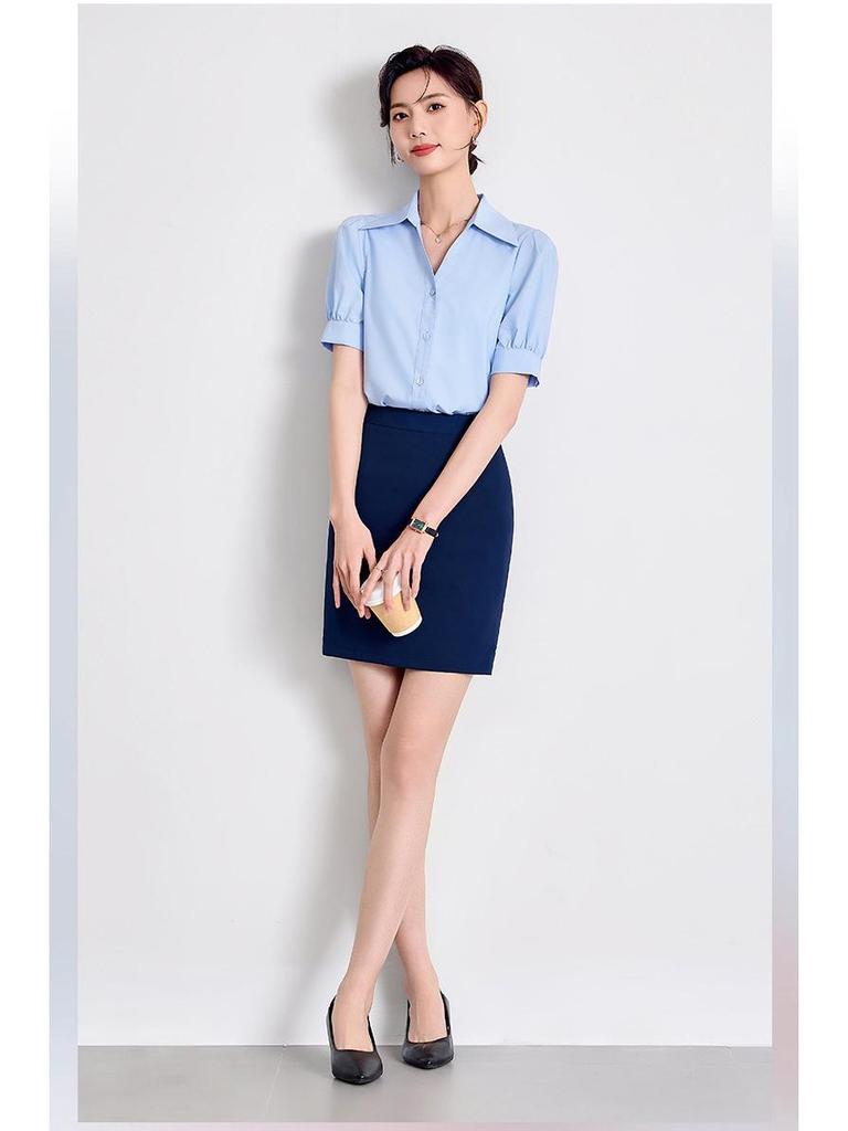 Women's White Short Sleeve Professional Shirt for Summer Interviews and Formal Wear