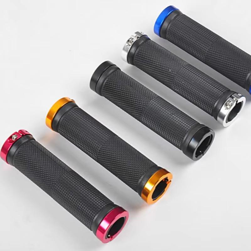 Bicycle Handlebar Grips Aluminum Alloy Double Lock-On Anti-Slip Rubber for MTB Fixed Gear Bike