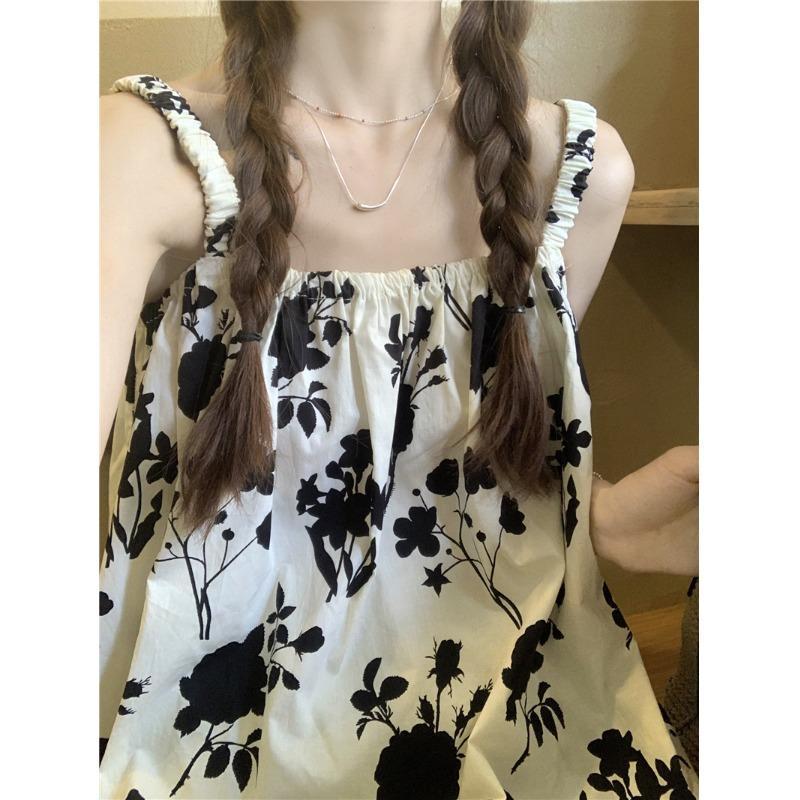 Extra Large French Floral Sleeveless Camisole - Summer Niche Design