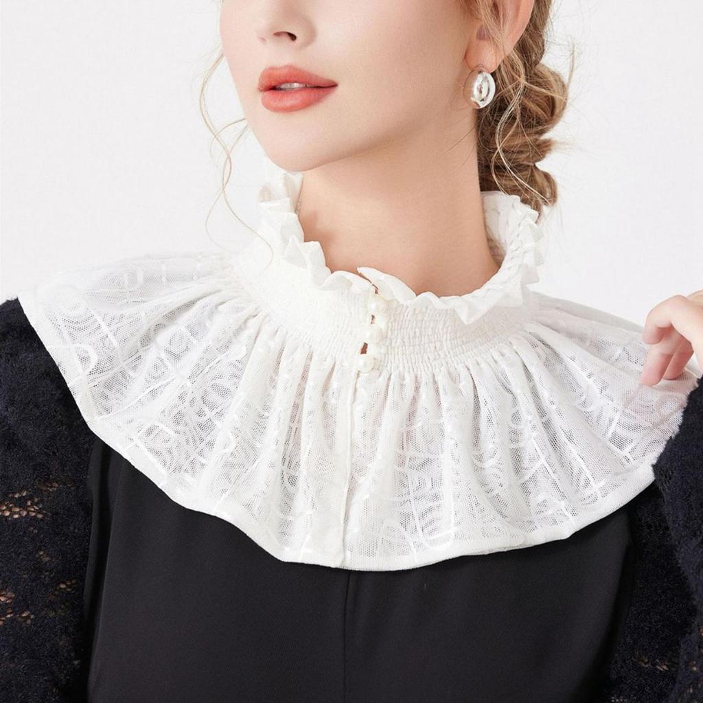 Pleated Spread False Shawl Stylish Nylon Neckwear for suits Sportswear Dress