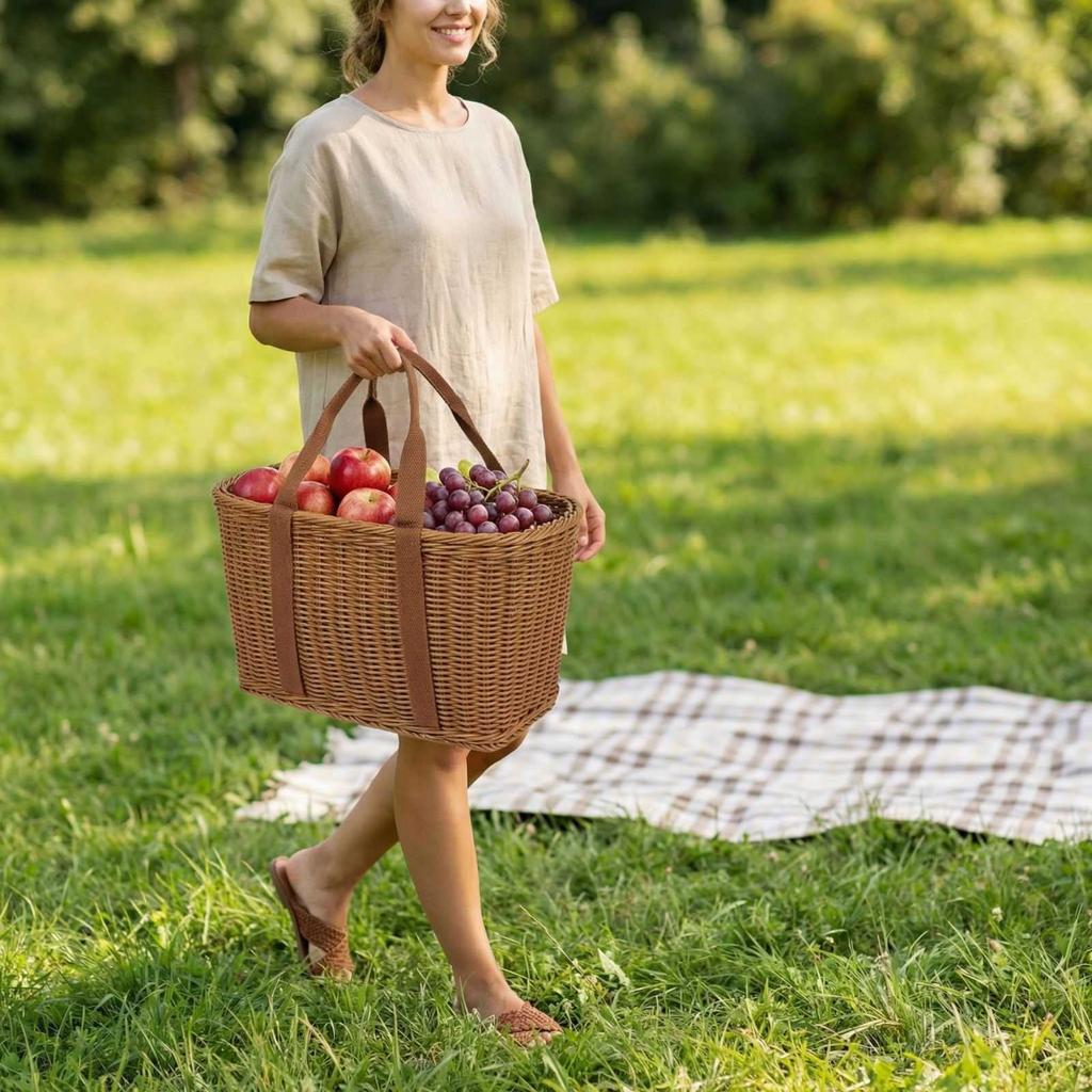 Geflochtener Obstkorb, Supermarkt-Einkaufskorb, Picknickkorb