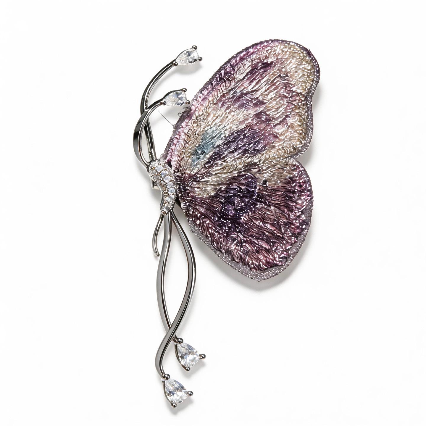 Bo Xin Yun Elegant Light Luxury Butterfly Brooch: Fashionable Embroidered Zirconia Insect Pin for Women
