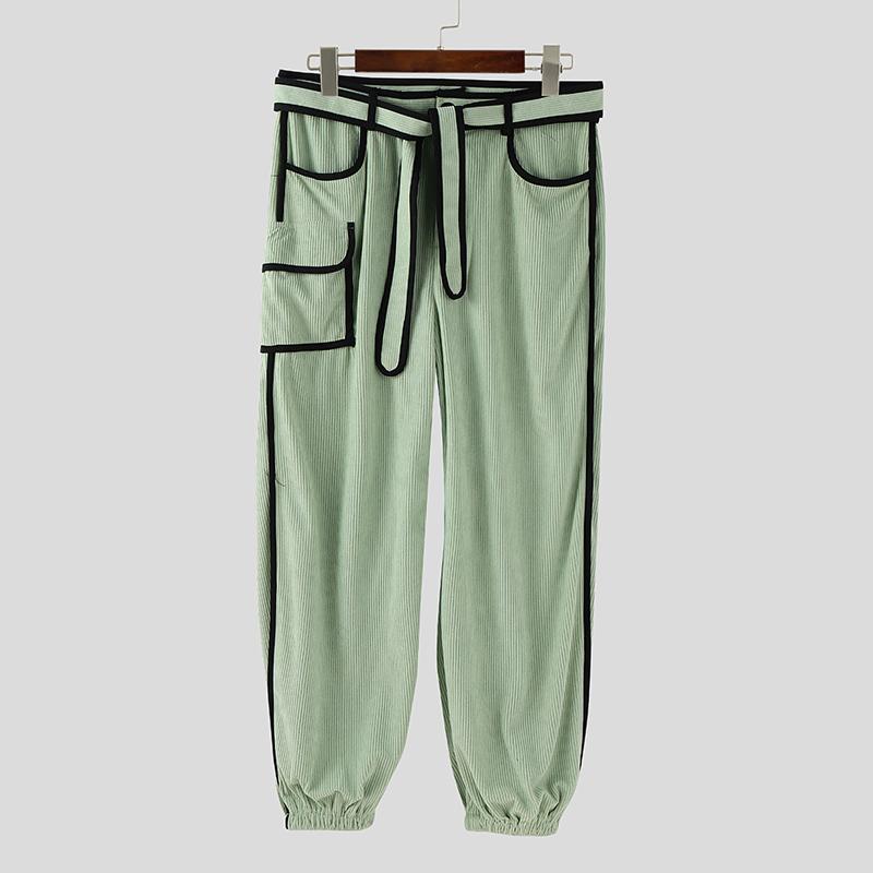 INCERUN Herbst Frühling Herren Lässig Reißverschluss Taillennaht Kord Haremshose Hose