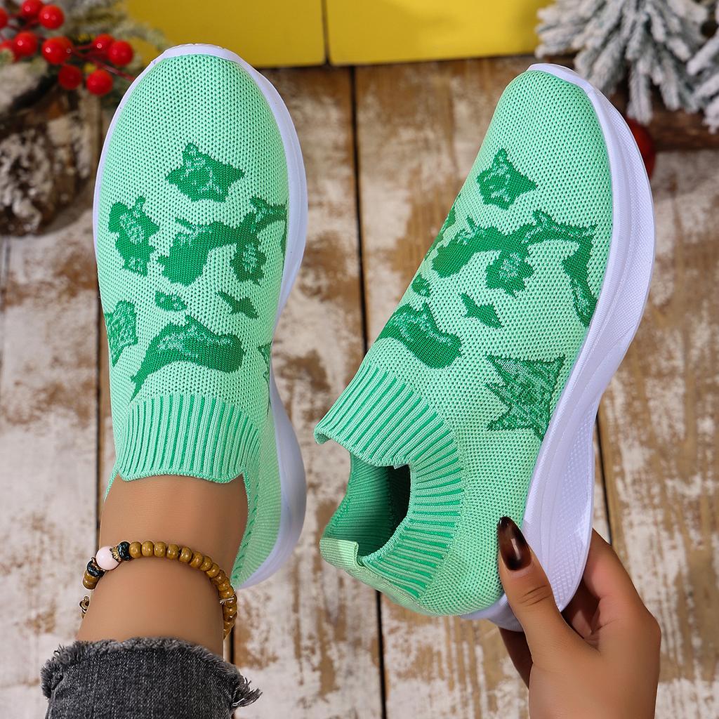 Fashion Plus Size Women Casual Mesh Shoes Breathable Soft Sole Comfortable Sneakers Women Spring New Knitted Flat Sports Single Shoes