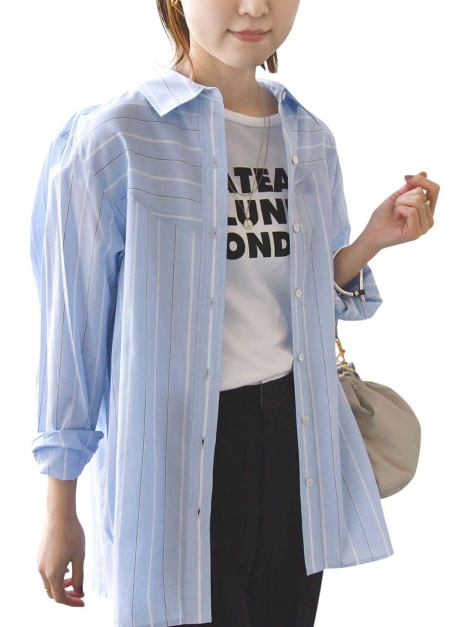 

SHIPS для женщин Асимметричная полосатая рубашка одного размера, 311112083, Синий,