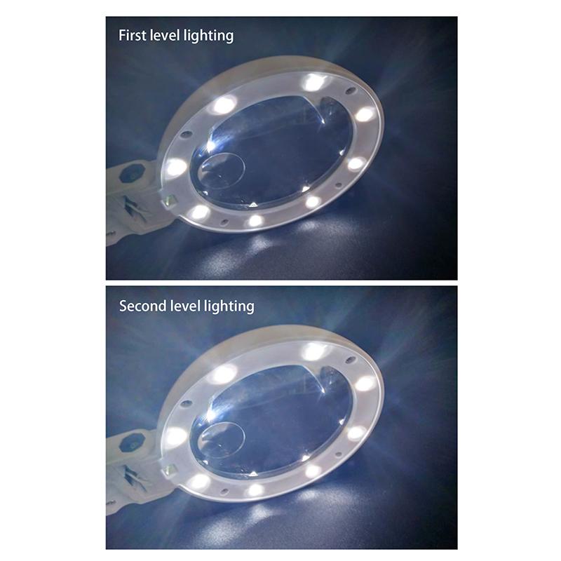 11X 5X Portable Magnifier With 8 Led Light Foldable Handheld Desktop Magnifier For Reading Newspapers Magnifier Repair Tool