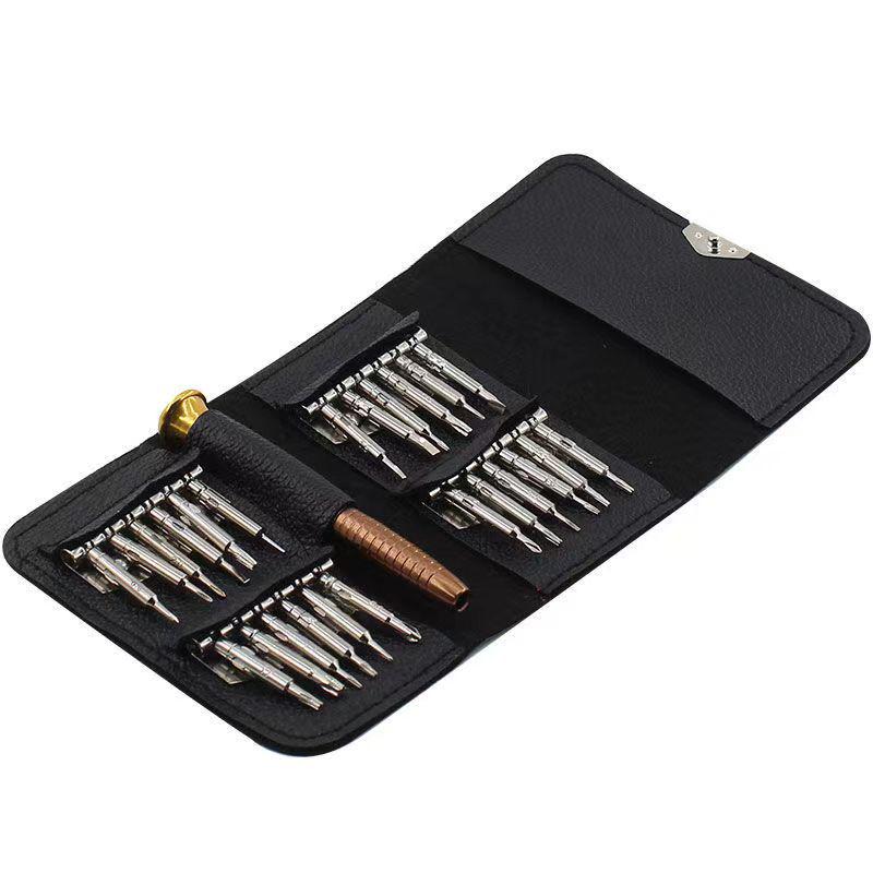 

25-in-1 Magnetic Leather Wallet Screwdriver Set with High-Quality Aluminum Alloy Bits