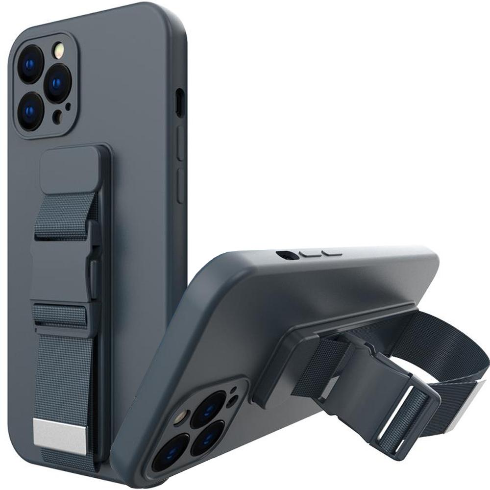 Rope Case Silikonowe Etui Ze Smyczą Torebka Smycz Pasek Do Xiaomi Poco M4 Pro 5G Granatowy