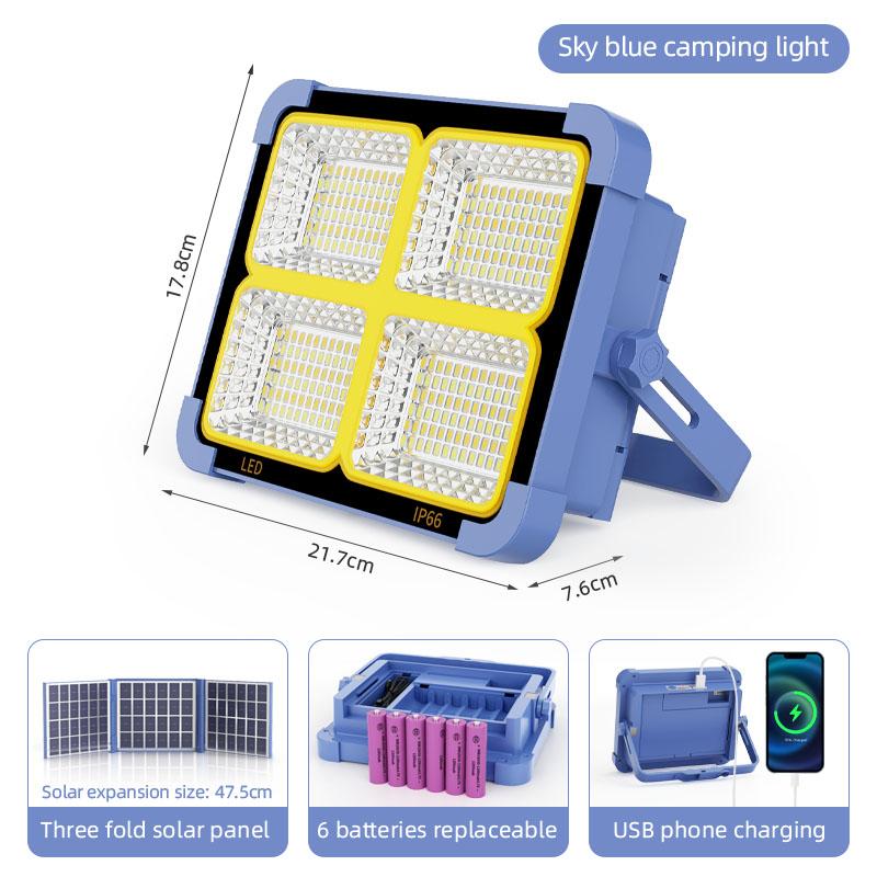 USB Type-C Rechargeable 336/288/264LEDs Solar Floodlight Outdoor Portable LED Multifunctional Spotlight IP66 Waterproof Emergency Light Solar