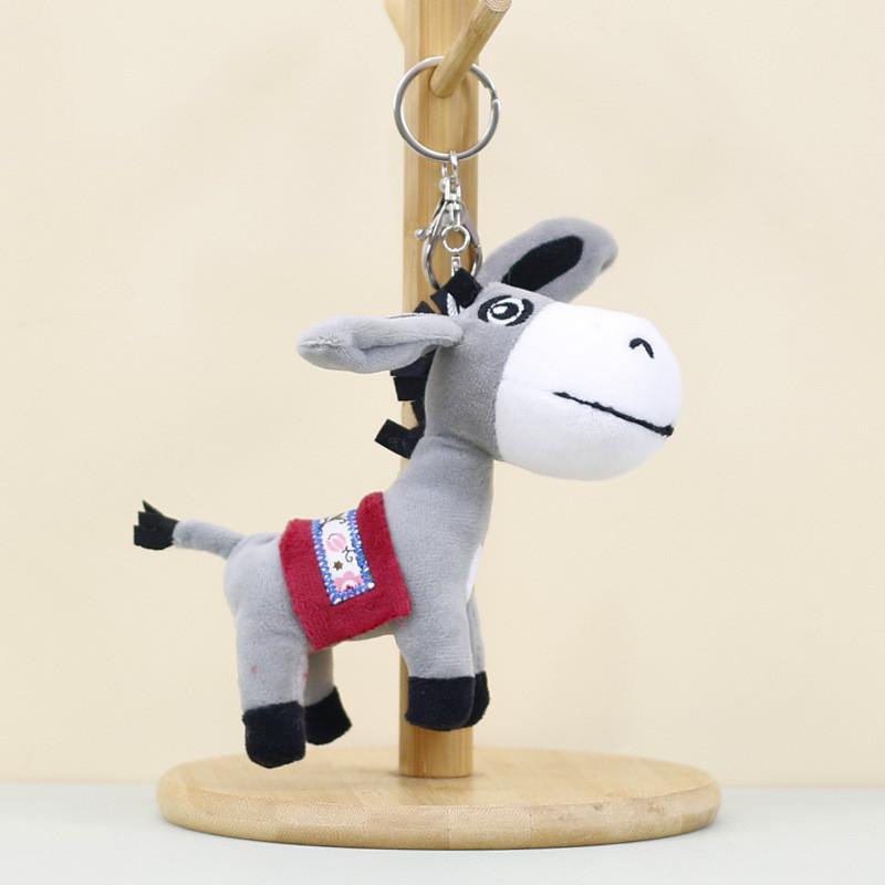 Adorable Plush Donkey Keychain Soft Short Plush Cute Animal Bag Charm 15cm
