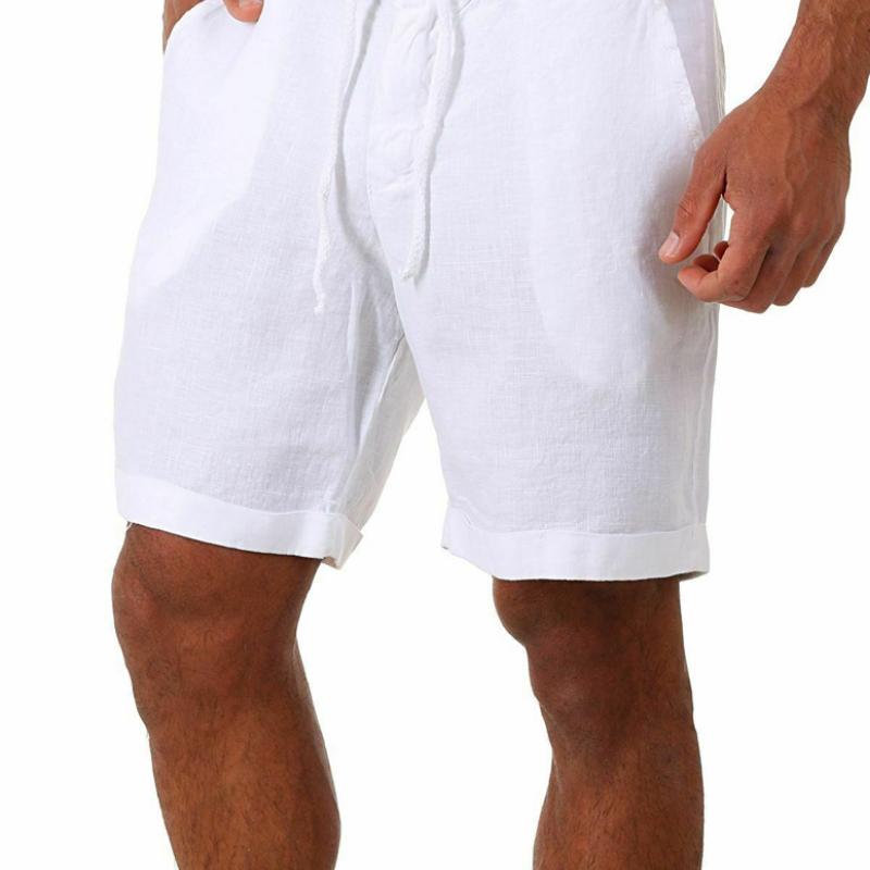 Mens Summer Fashion Mens Linen Shorts Cotton Beach Short New Wild Leisure Loose Solid Cargo Shorts for Men Sweatshorts