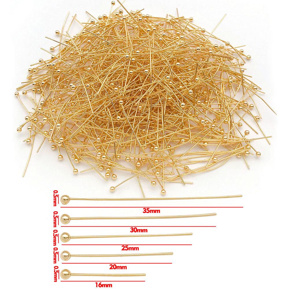 

Позолочений мідний кульковий пін, який зберігає колір, підвіска-шарм з круглою головкою для DIY ювелірних аксесуарів 0.5x25mm Ball Pin Round Head - 0.07g
