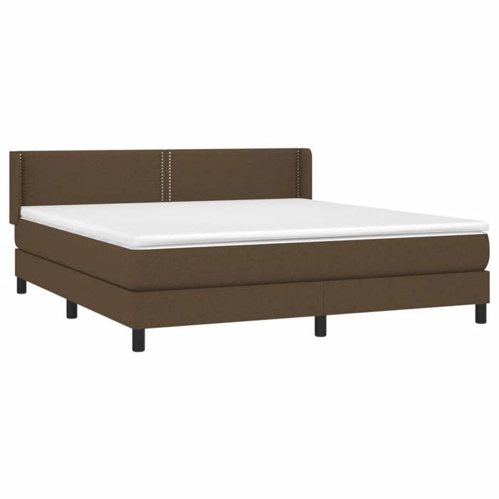 3129652 vidaXL Lit à sommier tapissier avec matelas Marron foncé 180x200 cm