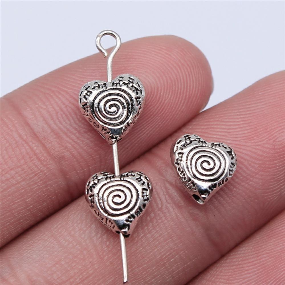 10pcs Heart Charms For Jewelry Making Antique Bronze Silver Color DIY Crafts Making Findings Handmade Tibetan Jewelry