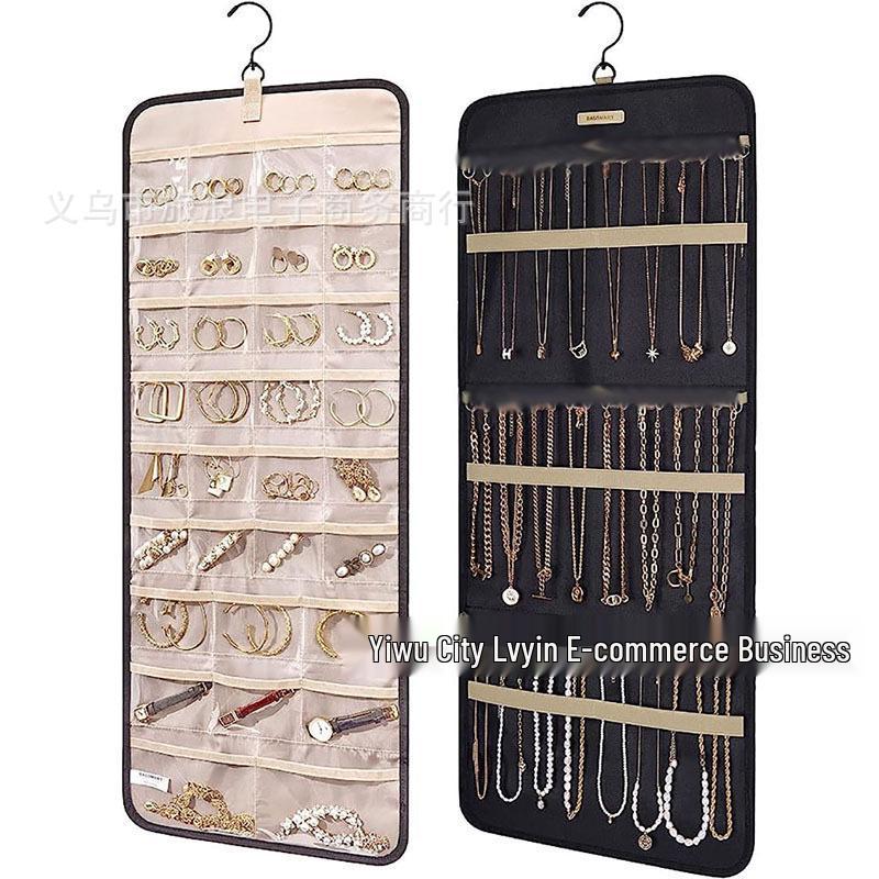 

Double-Sided Hanging Jewelry Organizer with Metal Hooks for Earrings, Necklaces, and Rings Small 64*36*1cm чёрный