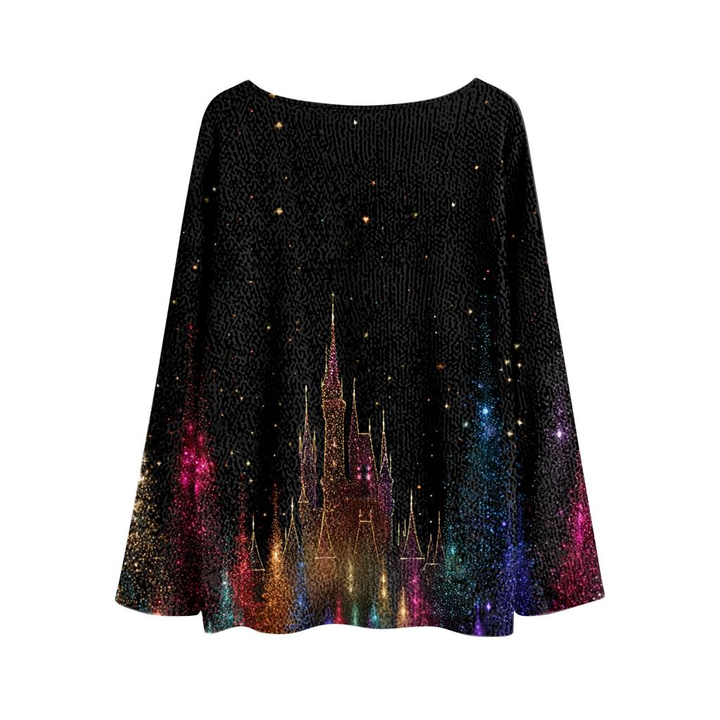 Womens  Fall Sweaters Long Sleeve Print Tops Pullover Sweaters Loose Dressy Casual Basic Clothes