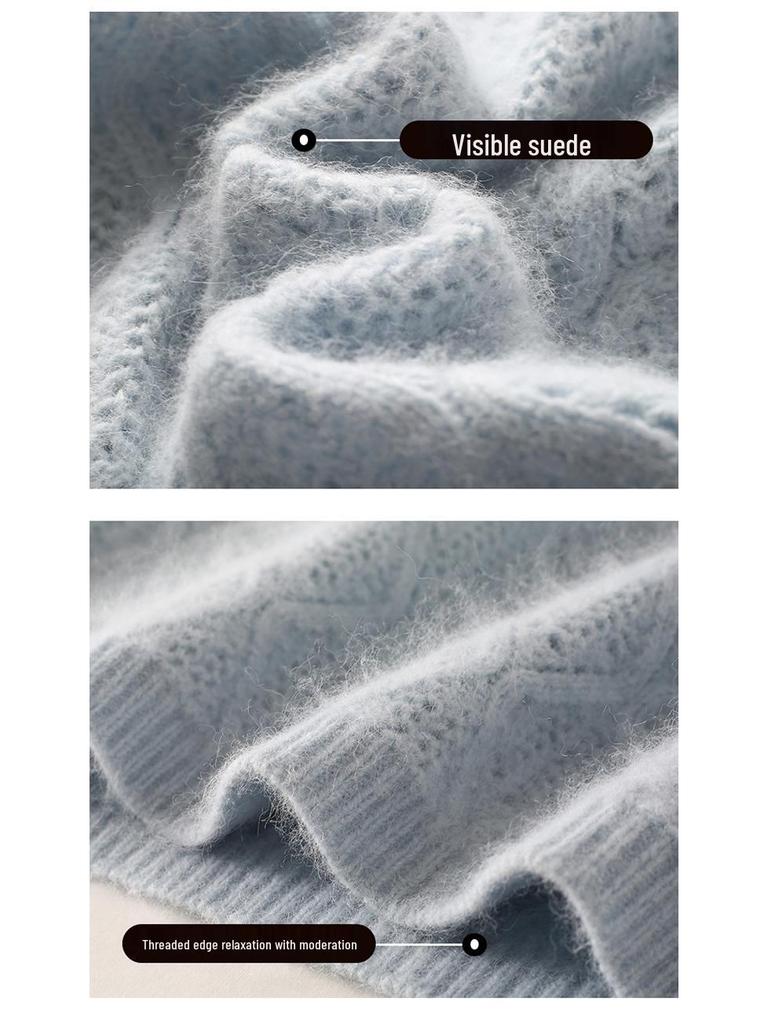 2025 A/W Women's V-Neck Mink Cashmere Loose Knit Pullover Sweater