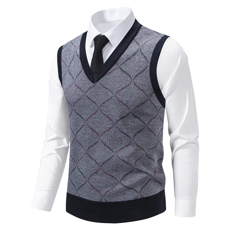 Mens Sleeveless Vest Pullover Spring Autumn V Neck Sweater Vest Knit Suit Vest Classic Waistcoat