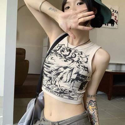 Vest Suspender Women's Summer Sweet and Spicy Outside Pink Spice Girl Sleeveless Short Sports Top