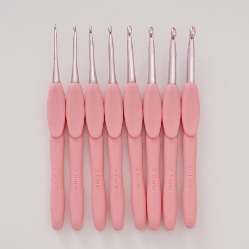 8Pcs Ergonomic Crochet Hook 8 Size Long Handle Crochet Hook for Beginner Knitting Sweater Scarves, Bag, Socks and Hat