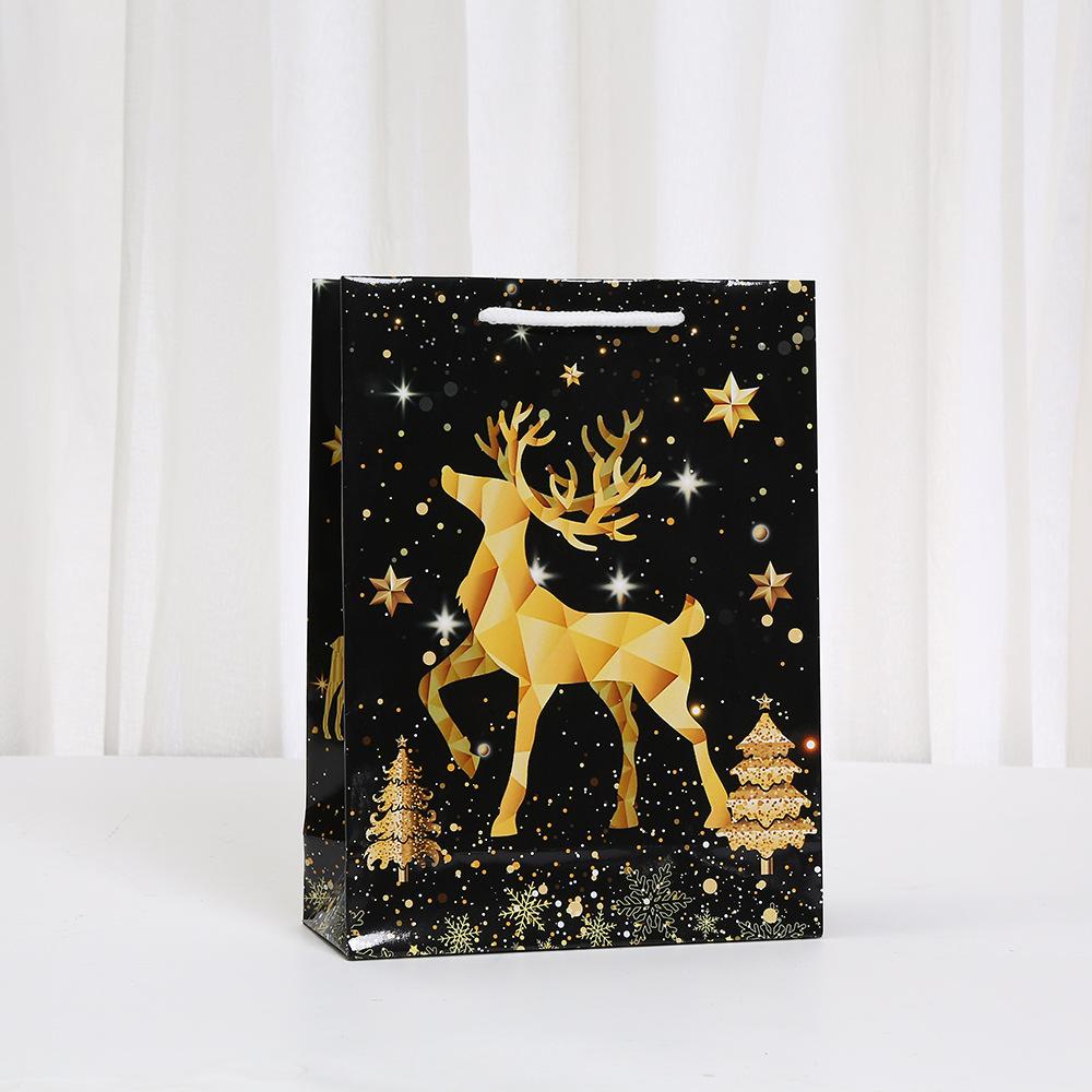 12pcs StoBag Christmas paper tote bags black and gold gift bags for holiday party favors shopping and retail packing candy cake