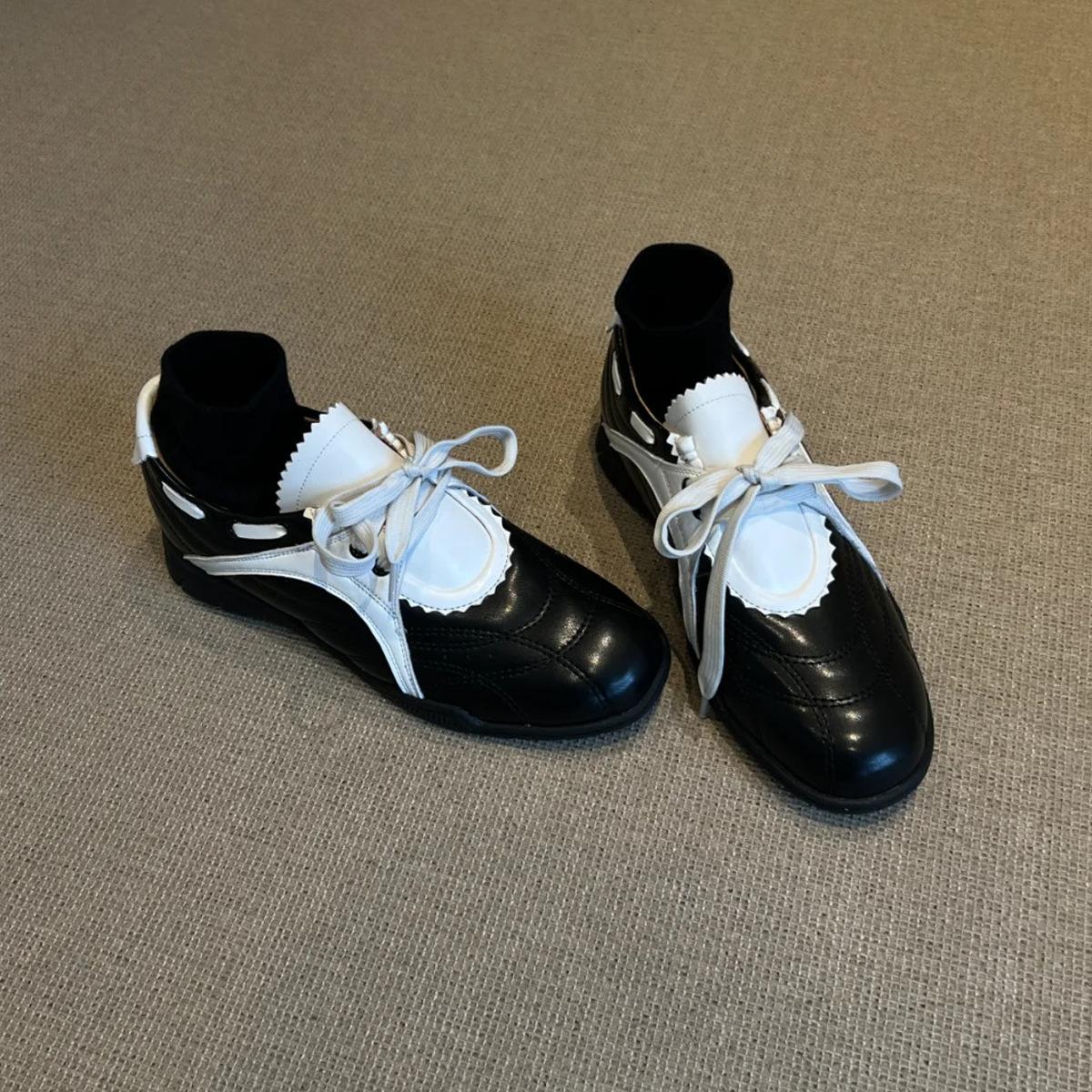 

Основная версия продвижения~ Платформа спортивный стиль Мэри Джейн туфли сочетание цветов повседневная обувь женская круглая голова универсальная ретро шнуровка немецкий тренинг 35 чёрный