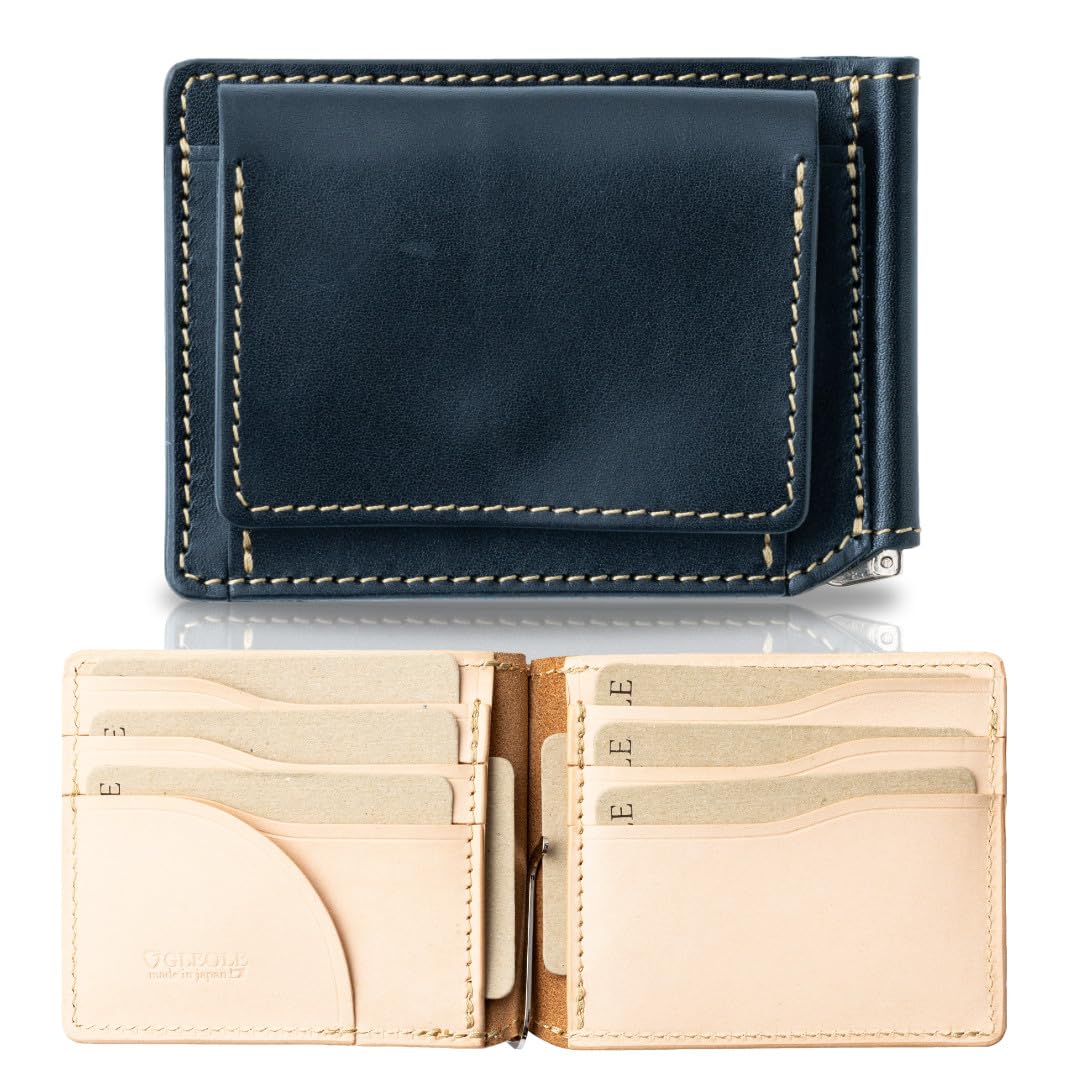 

Зажим для денег из кожи Tochigi с монетой, изготовленный в оригинальной подарочной коробке, темный внутри, кошелек Nume [Greol], Япония, кожа, мужской кошелек, двойной, кожа, в комплекте,